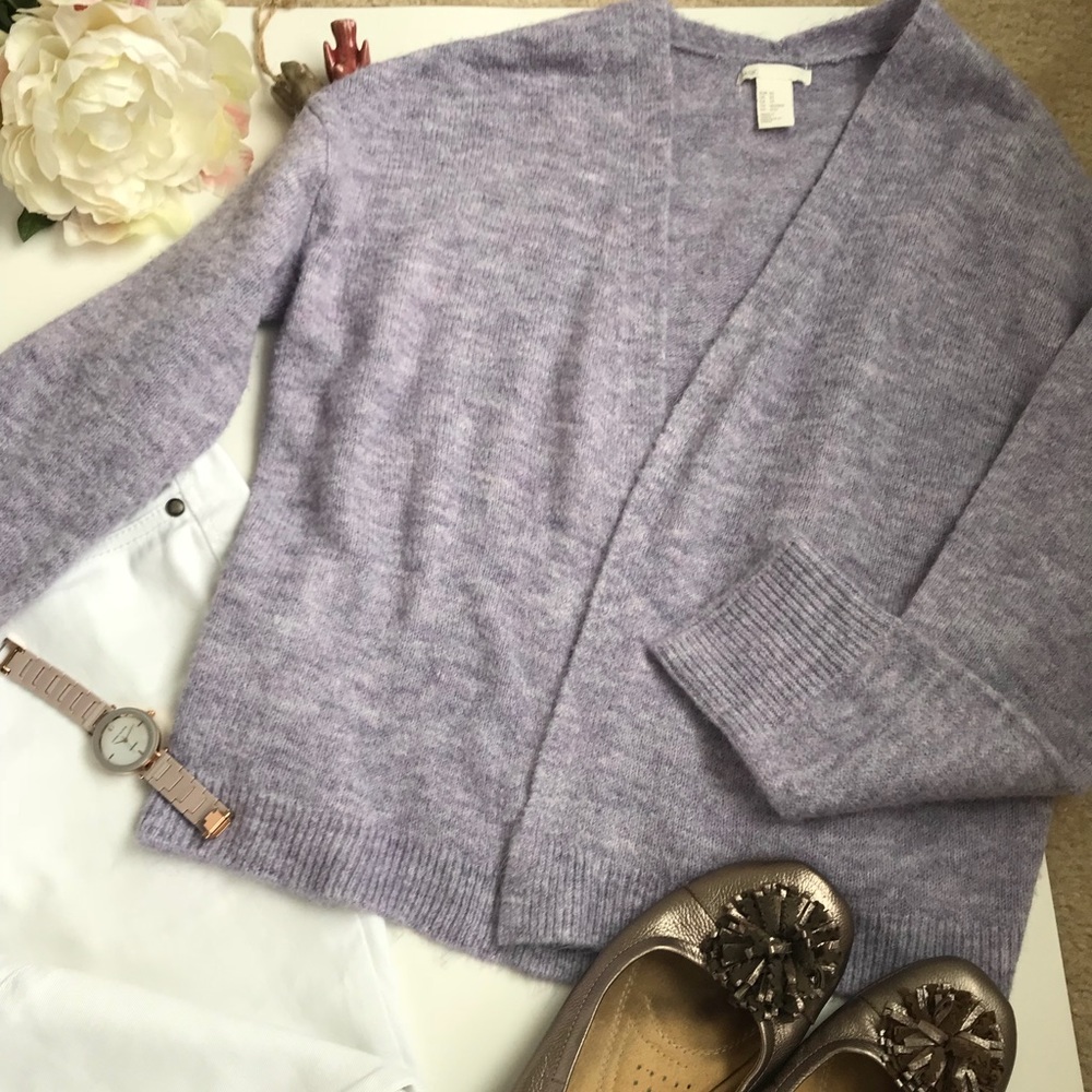 Basic lavender cardigan sweater for layers